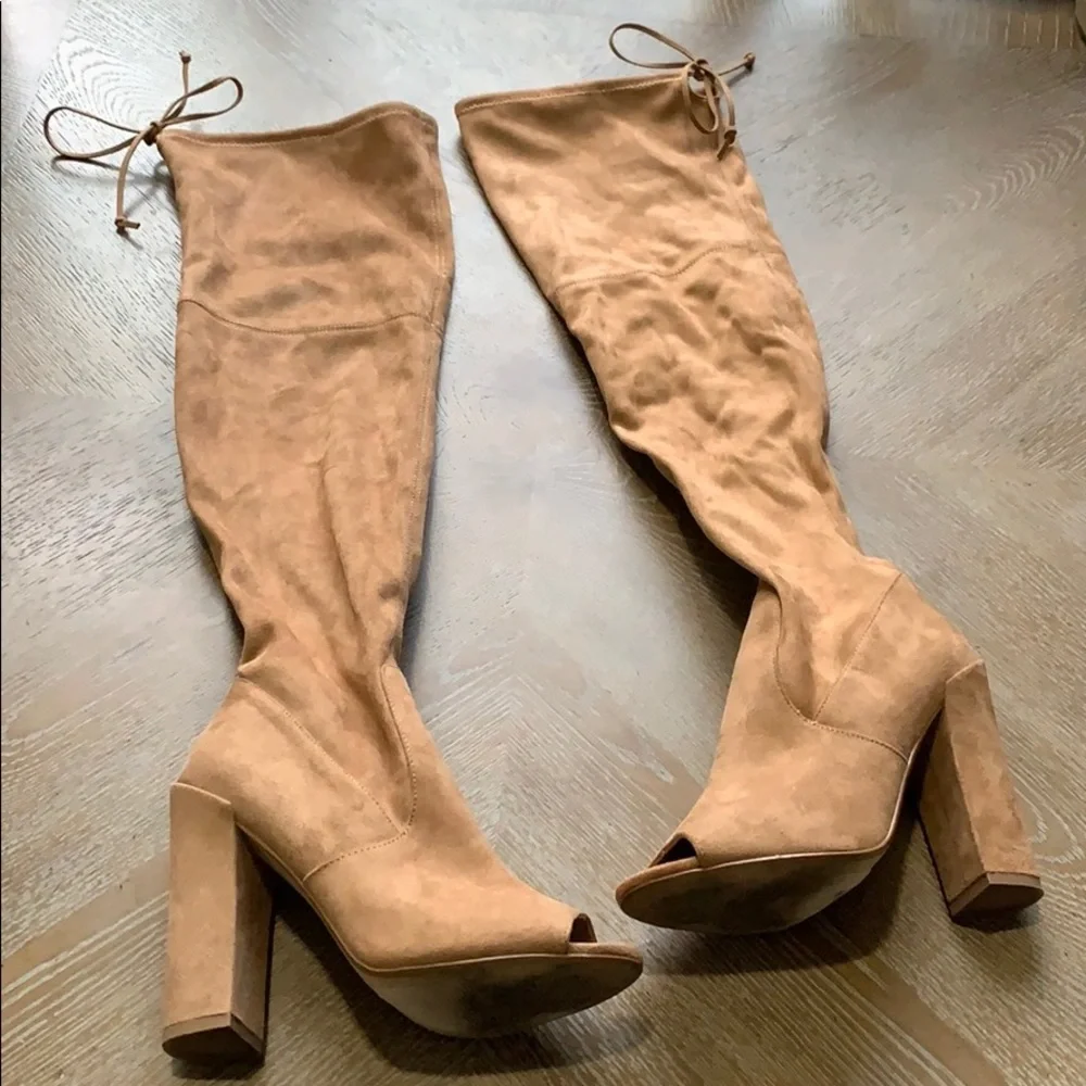 STEVE MADDEN Elliana Over the Knee Open Toe Boots 9